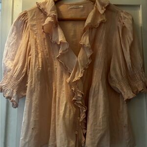 Women's Ruffled Peach Blouse